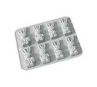 Molde para Mousses de Chocolate francés de fácil liberación, molde de silicona con forma de conejos de Pascua para hornear postres para fiestas, molde de Chocolate