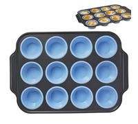 Molde Para Muffins De Acero Inoxidable Con 12 Tazas Molde Para Mordedura De Huevo Para Magdalenas De Metal Antiadherente De Tamaño Regular Para Hornear No Tóxico Y A Prueba De Herrumbre Apto Para Horn