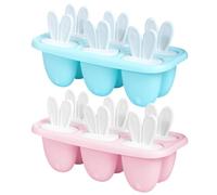 Molde Para Paletas De Orejas De Conejo De 2 Piezas Con 6 Compartimentos, Helado De Paletas Para Niños Con Palito Reutilizable