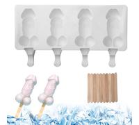 Molde para paletas de silicona de 4 cavidades con palos, molde para helado reutilizable antiadherente para pastel de chocolate DIY