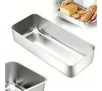 Molde para pan de 33 cm de acero inoxidable, forma de caja grande, molde para pan de rey, molde rectangular para pan, molde para hornear, saludable y no tóxico, apto para lavavajillas, para pasteles