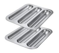 Molde Para Pan Francés | Bandeja Para Hornear Perforada Antiadherente De 3 Cavidades,2 Piezas Molde para Pan Francés de Barra,para Cocina en Casa, Cocina al Aire Libre y Preparación Diaria de Comidas