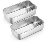 Molde para pan, juego de 2, molde para hornear pan de acero inoxidable, molde rectangular para pastel