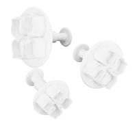 Molde para pastel de flores de 3 piezas, cortador de fondant de galletas con patrón de hortensias de plástico, molde de resorte para estampado en relieve, herramienta de decoración de pasteles, blanco