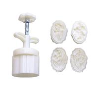 Molde para pastel de frijol mungo con 4 sellos, juego de moldes para tartas de luna de mediados de otoño, prensados a mano, para galletas, postres, pastelería, modelo