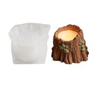 Molde para portavelas con aspecto de corteza de árbol, molde de silicona para cera hecha a mano y fundición de yeso, forma pequeña de decoración del hogar para uso artesanal en estantes y bandejas, de