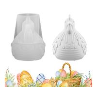 Molde para portavelas de silicona con forma de gallina, molde de fácil liberación, para almacenamiento de yeso, cemento, , manualidades, Pascua, hogar, granja, vacaciones, , familia