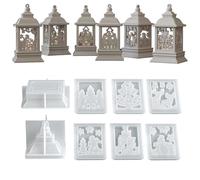 Molde Para Portavelas - Molde Para Fundición De Linterna Navideña Con Epoxi - Moldes de Resina Epoxi Navideños 8 Piezas | Para Manualidades De Vacaciones Decoración Del Hogar De Concreto Y Artes