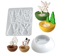 Molde Para Soporte De Velas | Accesorios Para Moldeo Epoxi Y Yeso Para Navidad - Forma De Silicona De Navidad Para Moldeo De Resina | Destinado A Decoración De Concreto Para Arte Y Decoración