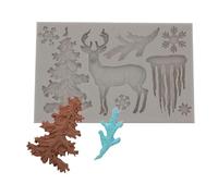 Molde para tarta de Navidad, molde de chocolate de Navidad - Molde de fondant de alce con copo de nieve para árbol de Navidad | Moldes navideños para pasteles, jabón hecho a mano, chocolate, gelatina
