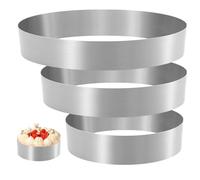 Molde para tartas de acero inoxidable, juego de 3 moldes para tartas de 10, 16 cm, 15, 24 cm y 20, 32, gruesos, lavables y reutilizables, para repostería casera pastelería..