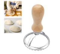 Molde para tartas, molde de encaje para tartas, molde para raviolis, cortador de galletas de acero inoxidable con mango de madera, utilizado para hacer albóndigas italianas, pasta, pierogi,