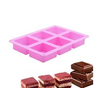 Molde para tartas - Molde de silicona para tartas y jabón, 6 cavidades, bandejas de hielo, cubitos cuadrados, antiadherente, accesorios de cocción para decorar tartas y cupcakes