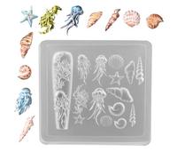 Molde para uñas con diseño artístico para manicura | Moldes de silicona con motivos marinos 3D para creación de joyas de resina epoxi y decoración interior