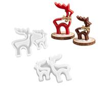 Molde para Velas con Ciervos Navideños, Molde de Silicona con Renos Dobles Navideños para Proyectos de Velas Hechos a Mano, Diseño de Ciervos Emparejados, Paquete Individual, 13.5X3CM