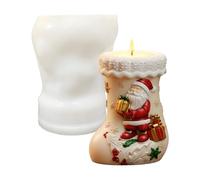 Molde Para Velas De Calcetín Navideño - Flexible Fácil Desmolde Reutilizable | Forma Para Velas 3D De Calcetín Y Santa Navideños | Para Principiantes Niños Niñas Hogar Escuela Estudio Reunión