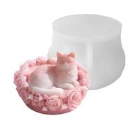 Molde para Velas de Silicona - Gato en Cama de Rosa Molde de Fundición | de Escayola | Hogar, Rústica, DIY Jabón, Resina, Chocolate, Fondant, Pastelería