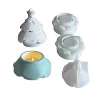 Molde Para Velas Navideñas - Molde De Resina Para Tarro De Almacenamiento | Moldes De Silicona Para Tarros Navideñ, Caja De Luz Para Té,Moldes De Resina De Caja De Árbol De Navidad Para Fundición, Hor