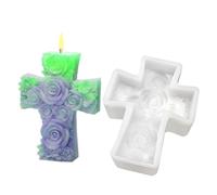 Molde para velas, silicona, 4.2 x 3 x 1.35 pulgadas, molde religioso 3D, diseño detallado | Moldes flexibles reutilizables para manualidades, kit de fabricación de velas cruzadas para arte de resina
