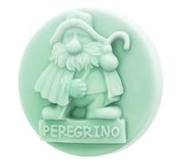 Molde Peregrino de Silicona Redondo Antiadherente Para Jabones | Ideal para Manualidades | Forma de Pastilla con Detalle Camino de Santiago | 6.5 cm x 2.5 cm