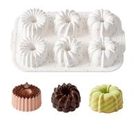 Molde profesional de silicona para cupcakes con 6 cavidades pequeño tubo ranurado molde de pastel marco de metal fácil liberación y limpieza rápida tubo molde de silicona