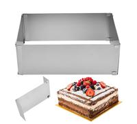 Molde Rectangular Ajustable, Molde Pastel Acero Inoxidable, Molde Extensible Para Hornear 18-34cm, 28-53cm, Anillo Pastel Cuadrado Hornear con Separadores Para Hacer Tartas Cuadradas (10CM)