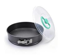 Molde redondo de acero al carbono con tapa, base plana, molde redondo con revestimiento antiadherente, molde para tartas de queso, galletas, postres, horno hasta 230 °C, diámetro opcional 24-26-28 cm