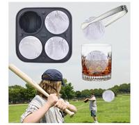 Molde redondo grande para cubitos de hielo SilverChry Ball, cubitera 3D con tapa de embudo, molde de silicona para hielo, whisky, cóctel, zumo, helado, vela (1, gris, 4 fútbol)
