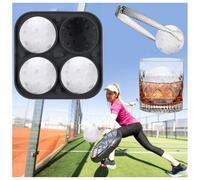 Molde redondo grande para cubitos de hielo SilverChry Ball, cubitera 3D con tapa de embudo, molde de silicona para hielo, whisky, cóctel, zumo, helado, vela (1, gris, 4 pickleball)