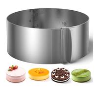 Molde Redondo Para Pasteles 16-30 cm Ajustable, Molde Tarta Acero Inoxidable Molde Tarta Mousse Anillo de Pastel de Diámetro, 8 cm de Alto para Tarta Hornear Mousse y Pasteles