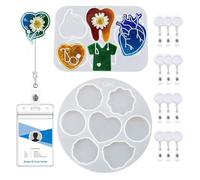 Molde Resina Creative-silicone Molde Flores Flores Moldeos Tarjetas Identificación Con Soporte Retráctil Pegatina Bricolaje Bricolaje Bricolaje Bricolaje