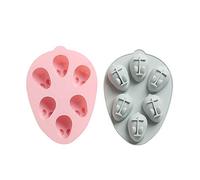 Molde Silicona 2 Piezas Forma De Conejo Horno De Silicona Para Hornear Diy Pastel Budín Molde De Gelatina Azul Rosa