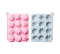 Molde Silicona 2Pcs Forma De Flor Pastel De Silicona Diy Pudín De Caramelo Postre De Chocolate Molde De Galleta Polvo Azul