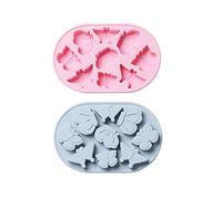 Molde Silicona 2Pcs Pastel En Forma De Mariposa Pudín De Chocolate Molde Para Hornear Galletas De Gelatina Azul Rosa