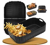 Molde Silicona Accesorios Freidora de Aire para Philips Dual Basket Air Fryer Serie 1000 7.1L, 3 Piezas Reutilizable Molde Silicona Airfryer para Philips Dual Basket (NA154/00) Silicone Liners