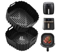 Molde Silicona Air Fryer para Russell Hobbs 4L / 4,3 L & Philips 2000 4,2L | 2pcs Molde Silicona Freidora de Aire,Recipiente para Airfryer Accessoire,Antiadherente,Apto para Lavavajill 27160,27610,NA229
