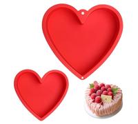 Molde Silicona Bizcocho Corazon,2 Piezas 25,5cm&17cm Moldes Silicona Reposteria, Antiadherente Moldes en Forma de Corazon para Pastel, Chocolate, Gelatina, Helado