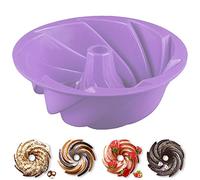 Molde Silicona Bizcocho Horno 1Pcs - Moldes Silicona Reposteria Redondo - Molde Silicona Bizcocho Savarin - Moldes Pastel - Molde BIZCOCHO Freidora de Aire - Molde Desmontable Antiadherente(Violeta)