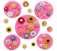Molde Silicona Flores 5 Piezas 3D Moldes Porcelana Fria Flores Molde Fondant Silicona Moldes de Caramelos Chocolate Vela Jabón para Decoración de Tartasrepostería, Manualidades DIY (B)