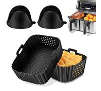 Molde Silicona Freidora Aire para Ninja Double Stack XL 9,5l SL400EU, Accesorios Air Fryer para Ninja Foodi Max Dual Zone 9.5L AF400EU/ 7,6l AF300EU, Reutilizable Cuadrado Airfryer Molde