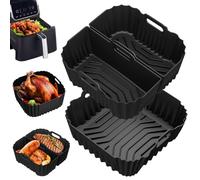 Molde Silicona Freidora de Aire 19-23cm, Molde Silicona Air Fryer para Cosori 4,7L/5,5L/6L/6,4L, Cecotec 5L/5,5L/6L, Philips Airfryer serie 2000 6,2L, Reutilizable Cuadrado Airfryer Accessoire