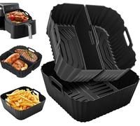 Molde Silicona Freidora de Aire 19-23cm Para Cecotec 5L/5,5L/6L Cosori 4,7L/5,5L/6L/6,4L, Aigostar 6,5L/7L, Reutilizable Cuadrado Airfryer Accessoire para Freidora sin Aceite, Microondas, Horno