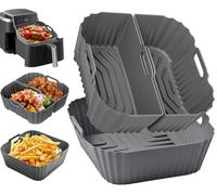 Molde Silicona Freidora de Aire 19-23cm Para Cosori 4,7L/5,5L/6L/6,4L, Cecotec 5L/5,5L/6L, Aigostar 6,5L/7L, Reutilizable Cuadrado Airfryer Accessoire (Gris)