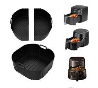 Molde Silicona Freidora de Aire, 3 pcs Bandeja Moldes para Air Fryer Reutilizable Recipientes Cesta Utensilios Accesorios para COSORI 5,5L/6L/6,2L/6,4L, Philips XL 6,2L/8,3L, Russell Hobbs XXL 8L