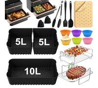 Molde Silicona Freidora de Aire Accesorio para Cosori Freidora de Aire Dual Blaze TwinFry 10L, 2 × 5 L Accesorios Freidora de Aire para Bandeja Air Fryer Cosori 10L