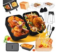 Molde Silicona Freidora de Aire, Accesorios Freidora de Aire Compatible con Ninja Foodi Max Dual Zone AF400EU AF451EU AF300EU 7.6L-9.5L, Air Fryer Accesorios con Papel Freidora Aire, Rejilla