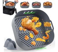 Molde Silicona Freidora de Aire, Bandeja Silicona Air Fryer para COSORI Cecotec 5,5L, 6L, Reutilizable Recipientes Cuadrado Cesta Utensilios Accesorios para Freidora de Aire, Microondas, Horno(20,5CM)