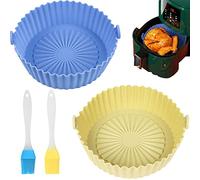 Molde Silicona Freidora de Aire, Mikqky 2 Piezas Cesta de Silicona para Freidora de Aire, Universal, Para Horno, Molde de Pastelería para Microondas, Vaporizador, Etc