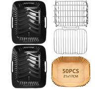 Molde Silicona Freidora de Aire, Moleath Moldes accesorios freidora de aire Sin Aceite,Olla Reutilizable y Antiadherentes para Ninja Ninja Foodi AF400EU AF500EU con Papel Air Fryer