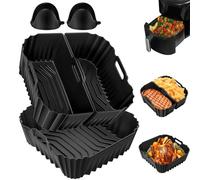 Molde Silicona Freidora de Aire para Cecotec 6L, 5 Piezas Silicona Air Fryer Freidora sin Aceite Accesorios Esenciales Reutilizables Recipientes Cuadrado sin BPA, Lavable a Máquina